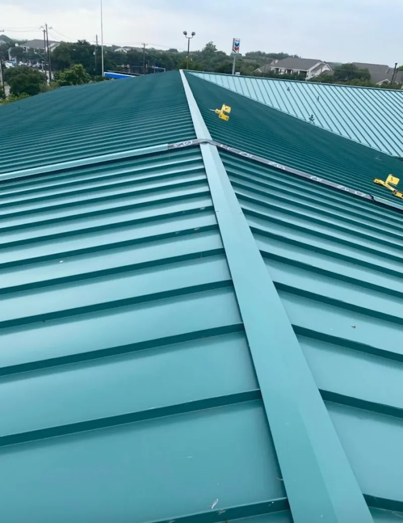 Green commercial metal roof ridge and valley for Metal Roof Repair in Daytona Beach